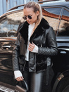Női bőr ramones dzseki szőrmével fekete Dstreet TY5274