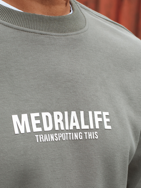 Férfi khaki színű nyomtatott pulóver Dstreet BX5929