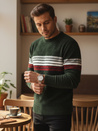 Férfi csíkos zöld pulóver Dstreet WX2280