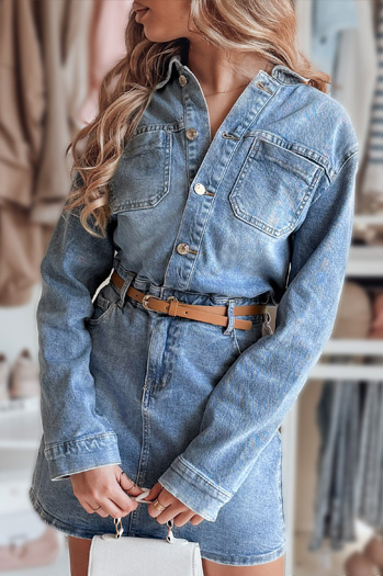 Női mini egyméretű JINELLA ruha övvel kék Dstreet EY2569