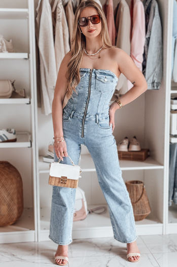 Női farmer overall fűzővel GORSSANKA kék Dstreet EY2587