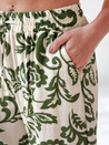 Női virágos széles szárú nadrág LOVEGARDEN zöld Dstreet UY2656