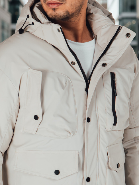 Férfi kapucnis télikabát világos bézs Dstreet TX5109