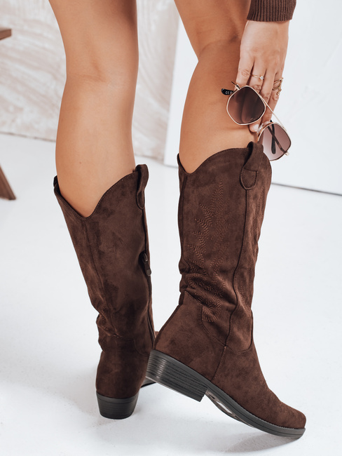 Női szarvasbőr cowboy csizma barna Dstreet ZY1094
