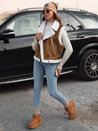 Női szarvasbőr mellény juhbőrrel WOOLZIP camel Dstreet TY4741