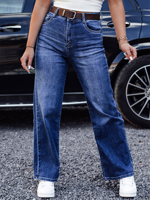 Női RETROFIT baggy farmer nadrág övvel szett kék színben Dstreet UY2233