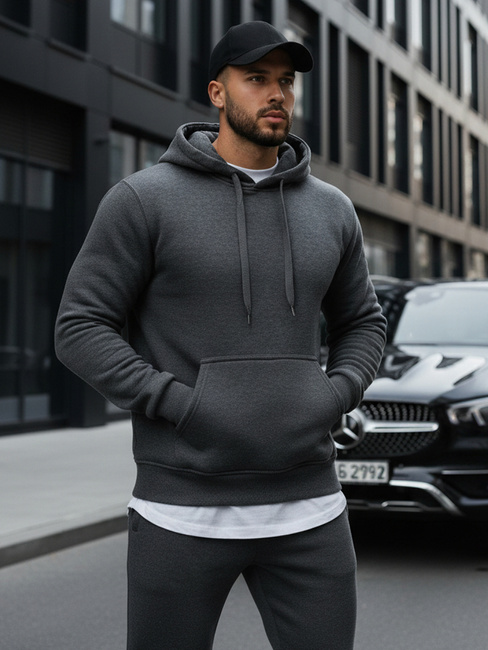 Kenguru típusú férfi pulcsi kapucnival antracit színben BX2085