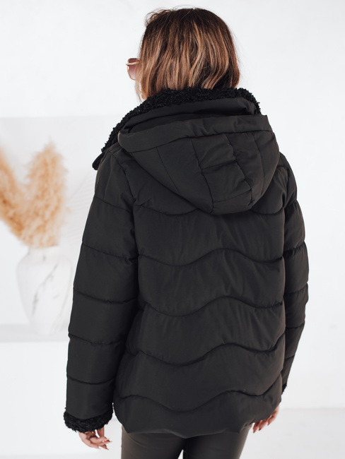 Női WARMMISS steppelt téli kabát kapucnival fekete Dstreet TY4921