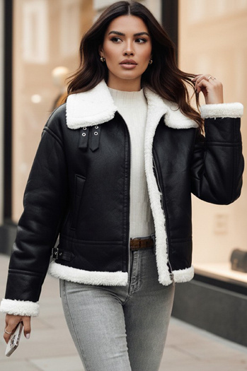 Női FURBLAZE bőrdzseki báránybőrrel Dstreet fekete TY4730z