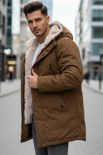 Férfi téli parka dzseki kapucnival zöld Dstreet TX4966