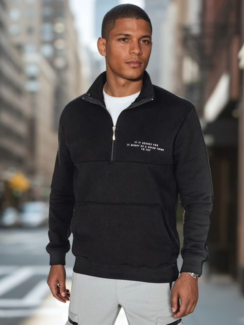 Férfi nyomtatott pulóver fekete Dstreet BX5887