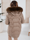Női télikabát NORINA steppelt szőrmével camel Dstreet TY5056