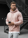 Kenguru típusú férfi pulcsi kapucnival rózsaszín színben Dstreet BX4845