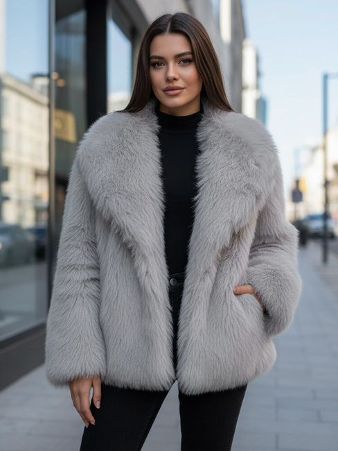 Női rövid szürke szőrmebunda ZARAFIA Dstreet TY5116z