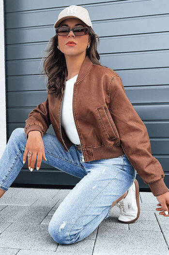 Női bőr bomber dzseki SANTOL camel Dstreet TY4341