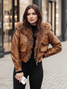 Női bőrdzseki szőrmével SOFTREBEL barna Dstreet TY4761z