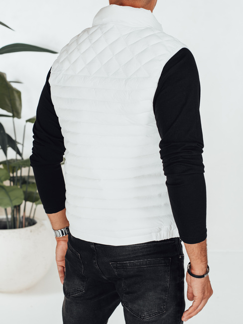 Férfi steppelt fehér mellény Dstreet TX5075