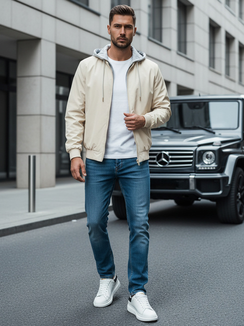 Férfi kapucnis bomber dzseki fehér Dstreet TX5020