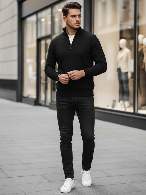 Férfi fekete pulóver Dstreet WX2337