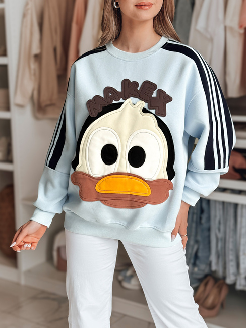 Női oversize pulóver foltokkal CUTE MAKEX kék Dstreet BY1490