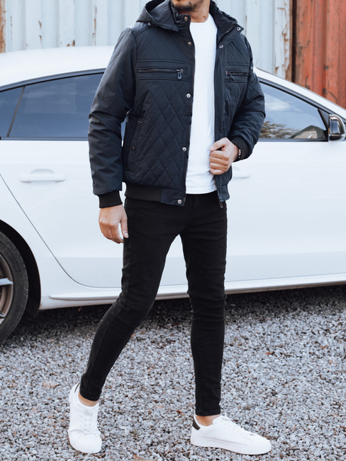 Férfi átmeneti steppelt dzseki kapucnival, sötétkék Dstreet TX5038