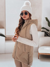 Női steppelt kapucnis mellény camel színben Dstreet TY5107