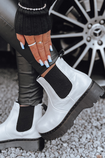 Női STEPBACK csizma magas talppal fehér Dstreet ZY0495 ZY0495