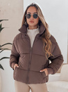 Női téli rövid steppelt kabát VIBEGIRL sötét bézs Dstreet TY4945