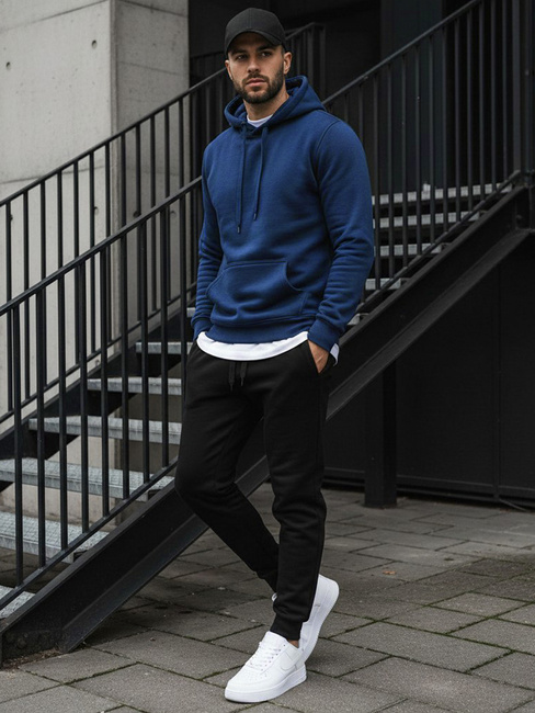 Kenguru típusú férfi pulcsi kapucnival kék színben Dstreet BX4684