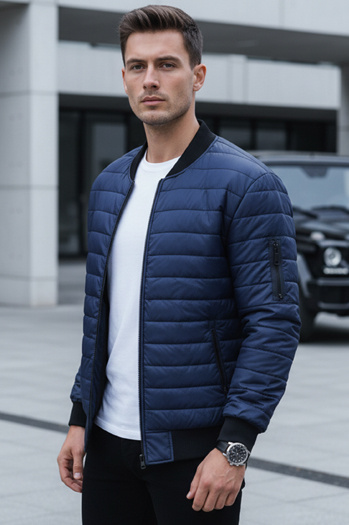 Férfi steppelt bomber kabát sötétkék Dstreet TX4419