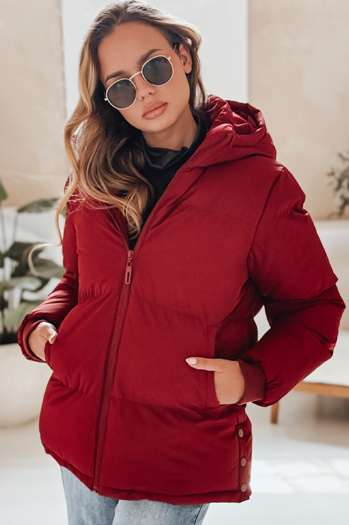 MISSFROST női steppelt kapucnis dzseki bordó Dstreet TY4960