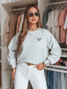 Női oversize pulóver hímzett szívekkel MONLOVE kék Dstreet BY1509