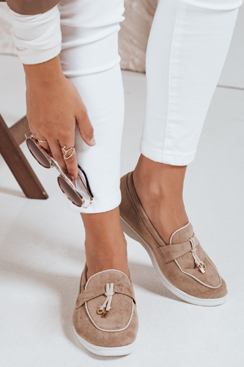 Női szarvasbőr bézs mokaszin Dstreet ZY1050 ZY1050