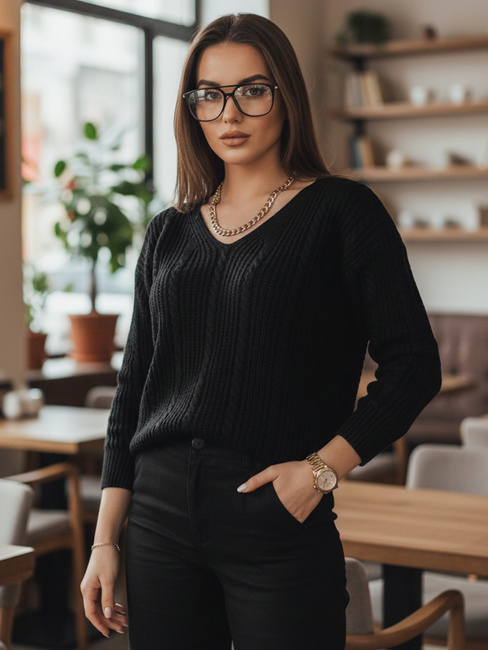 Női hosszú pulóver WELLMA Szín Fekete DSTREET MY1769