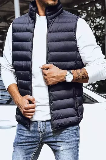 Férfi steppelt tengerészkék mellény Dstreet TX4130