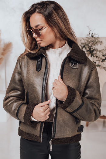 Női szarvasbőr dzseki báránybőrrel KASAMIRA kávé Dstreet TY4740