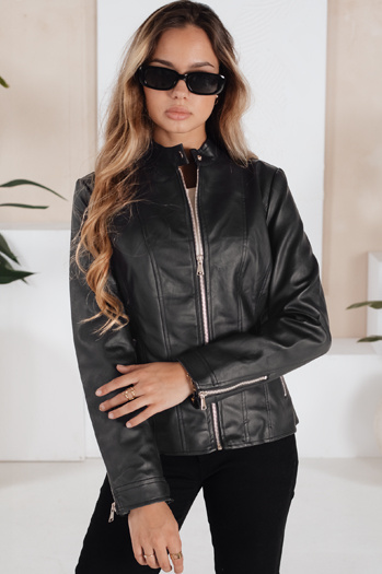 Női bőrkabát fekete Dstreet TY5202