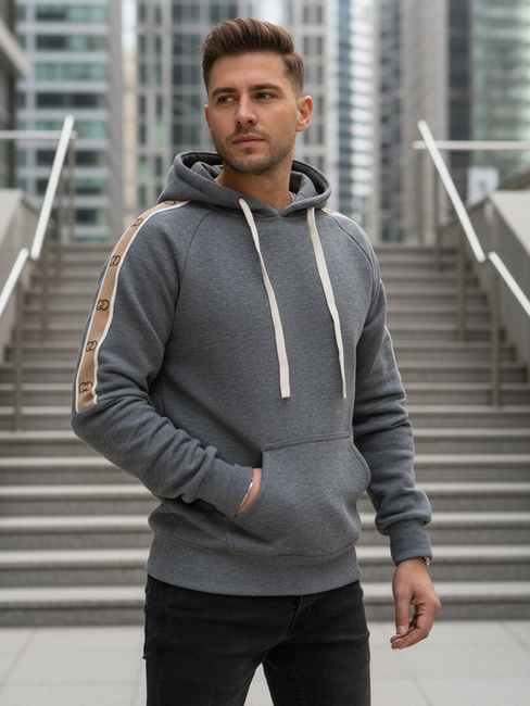 Férfi szürke kapucnis pulóver Dstreet BX5945