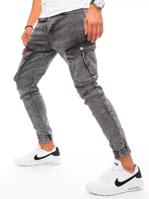 Férfi slim fit katonai jogger farmernadrág világoszürke színben Dstreet UX3255