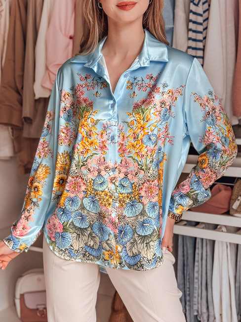 Női oversize virágos póló BLOSSIVA kék Dstreet DY0466