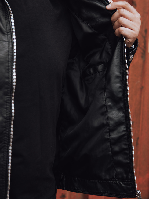 Férfi bőrdzseki fekete Dstreet TX4733