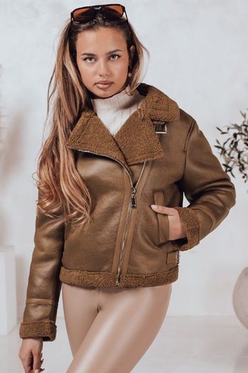 Női SOFTSTILL szarvasbőr kabát camel báránybőrrel Dstreet TY4747 TY4747