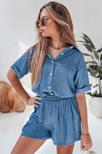 Női lenvászon oversize szett LINEN LOVE tengerészkék Dstreet AY1138