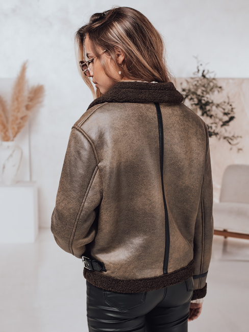 Női szarvasbőr dzseki báránybőrrel KASAMIRA kávé Dstreet TY4740