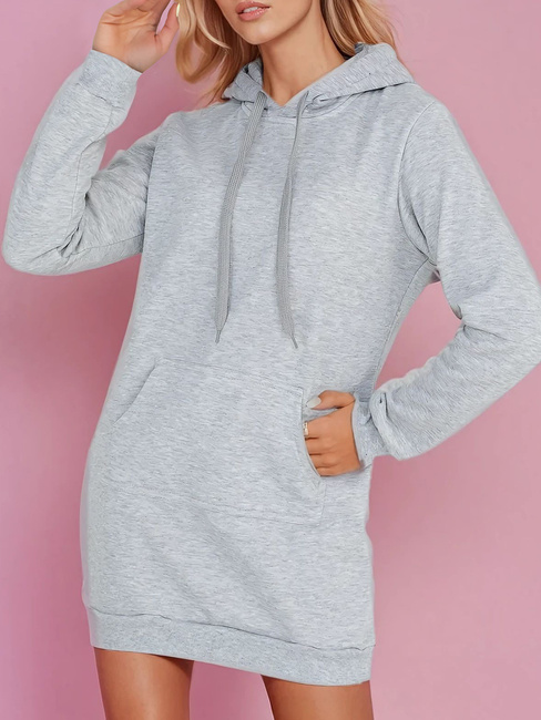 Női hosszú kapucnis pulóver oversize TIMMY világosszürke Dstreet EY2559