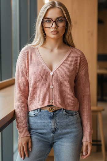 Női áttört pulóver GOFFY barack Dstreet MY2279