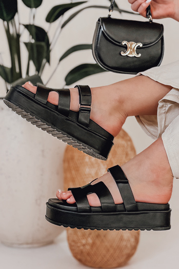 Női tépőzáras PLATFOR flip-flopok fekete Dstreet ZY0867