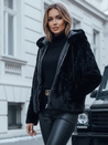 Női rövid kabát ELMIRIS fekete szőrme kabát Dstreet TY4995