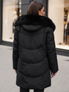 Női télikabát MORISIO hosszú steppelt kapucnival fekete Dstreet TY4702z