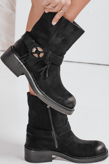 Női szarvasbőr csizma fekete Dstreet ZY1097